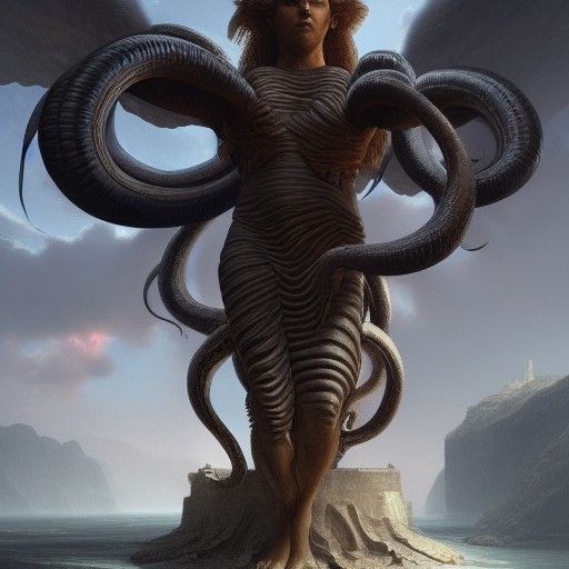 Greek Mythology Monsters in Dark Fantasy Style