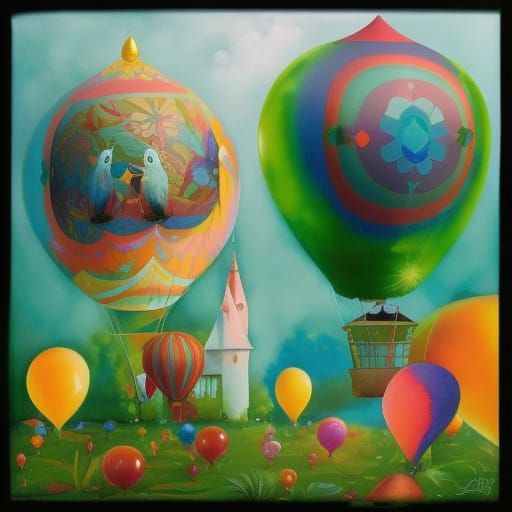 Watercolor Party Balloons in Digital Art Style