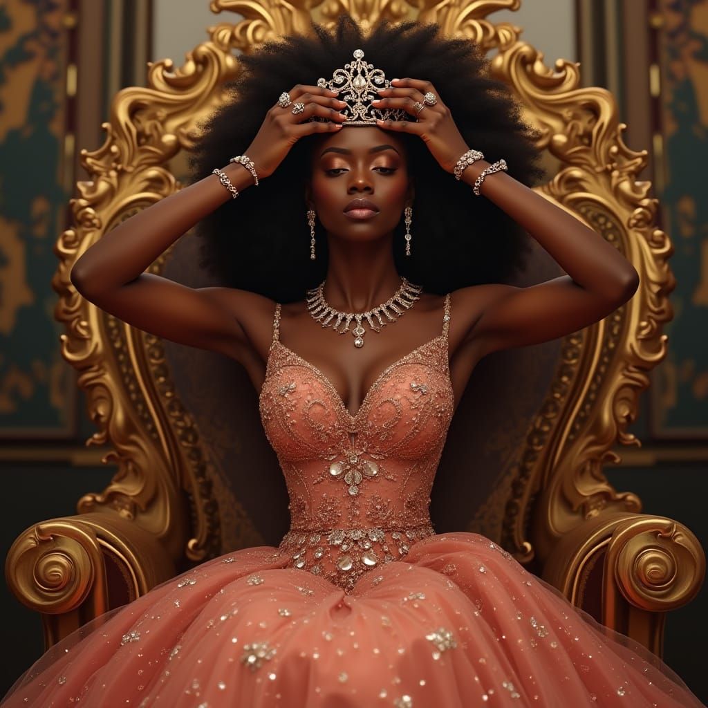 Elegant Black Woman Crowned in Grand Ceremony