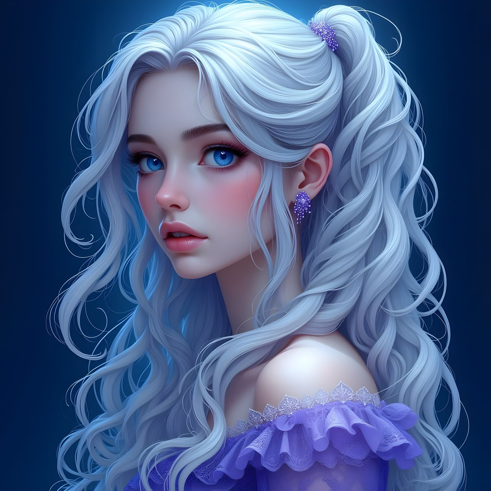 Norse Goddess Portrait in Vintage Art Nouveau Style