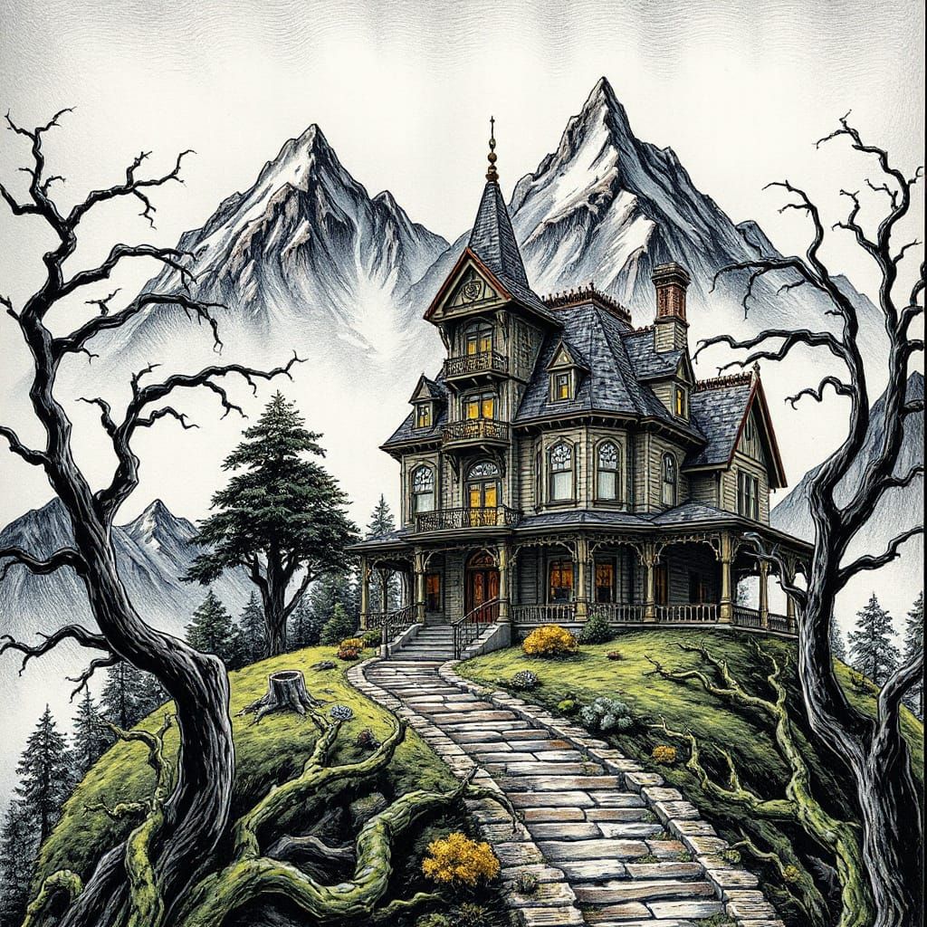 Eerie Victorian Mansion in Art Nouveau Style