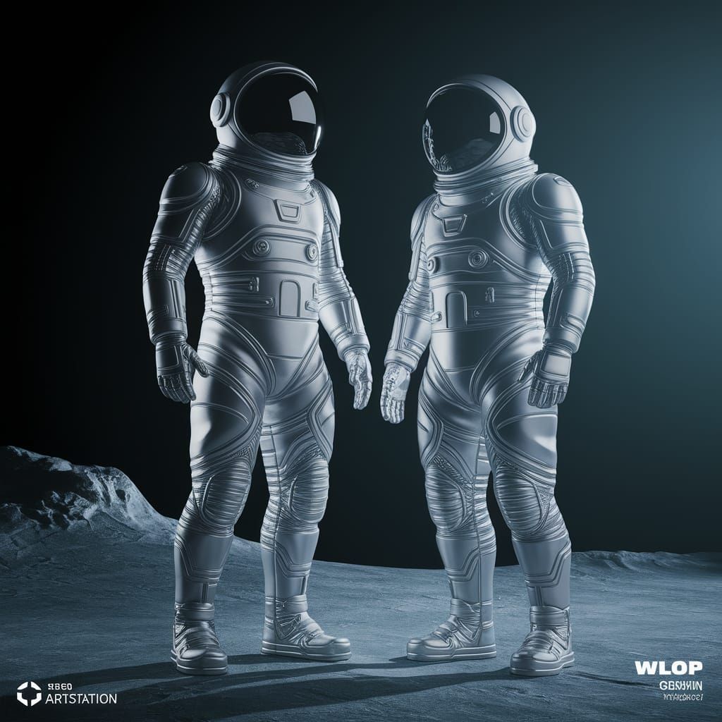 Astronauts in Vibrant Cosmic Golf