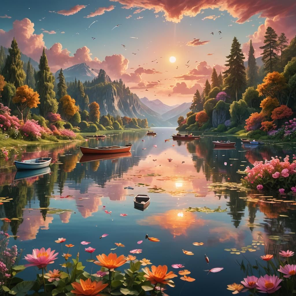 Serene Lake Reflects Sky in Surreal Landscape