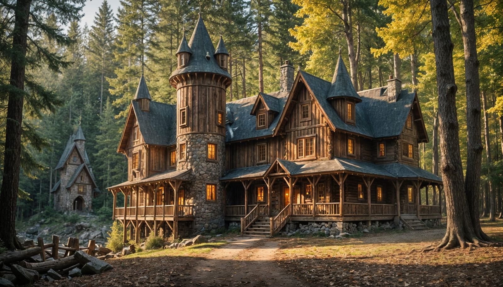 Enchanted Castle Amidst the Rustic Woods