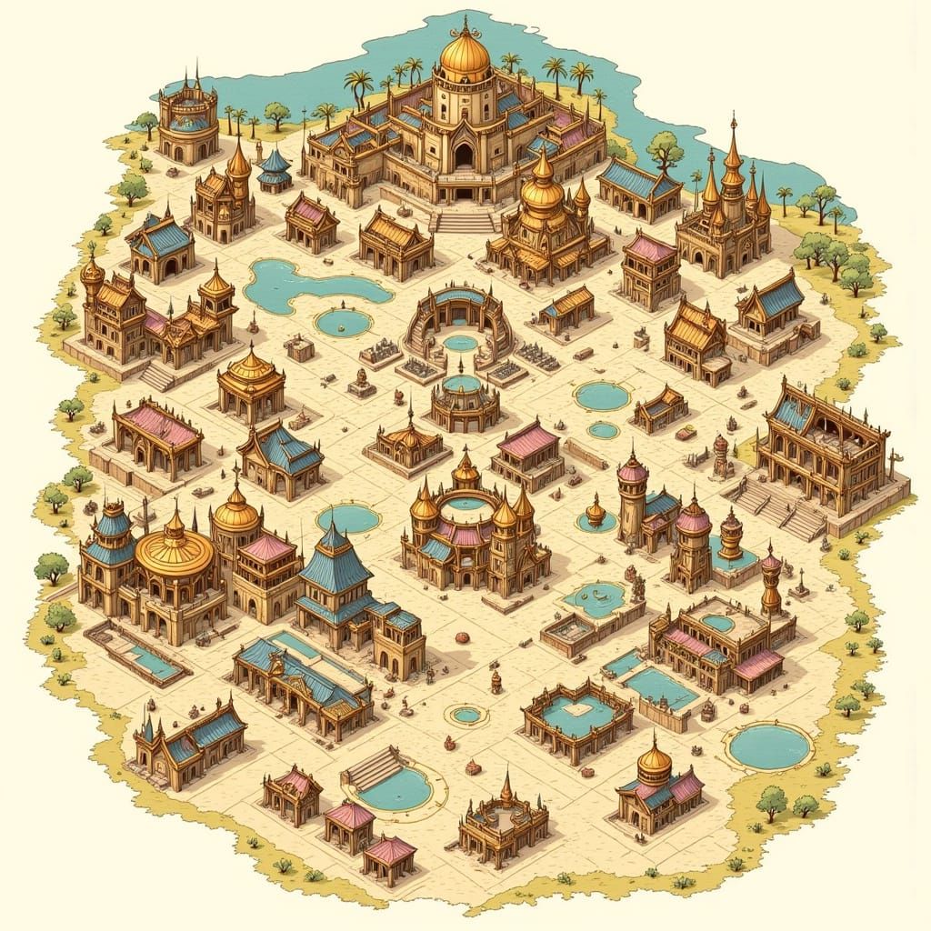 Isometric Wizard Tower Map in Minimalist Style