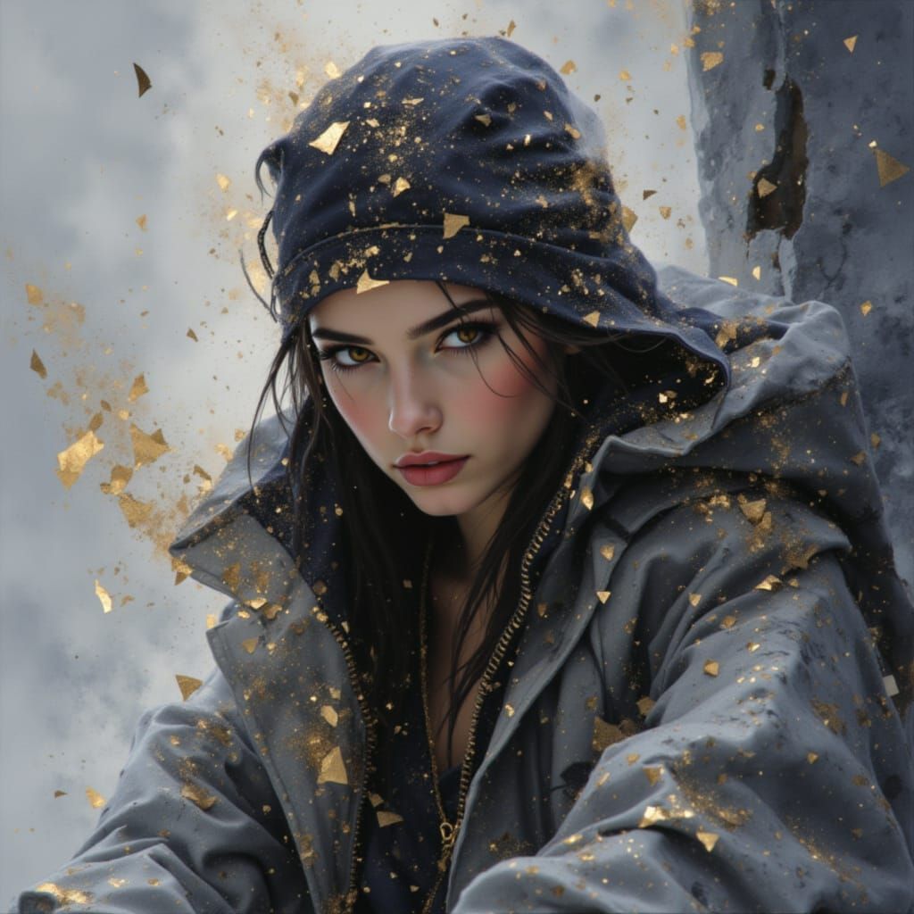 AI Generated Portrait in Black and Gold Style