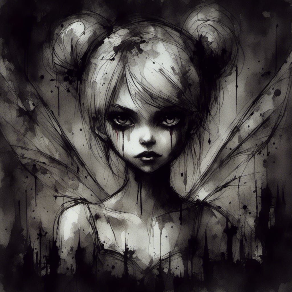Dark charcoal and ink Tinkerbell