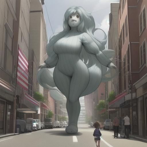 Giant Woman in Small Town: A Cinematic Scene