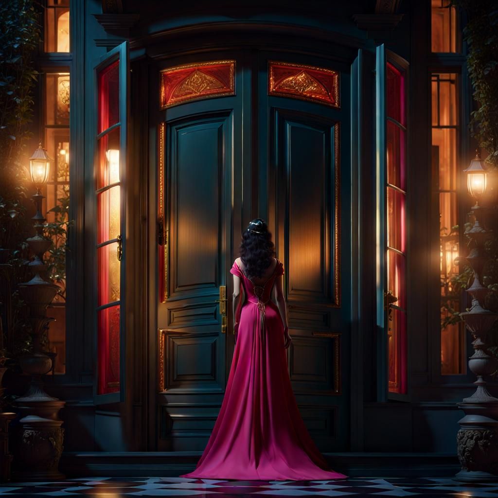 Luminous Woman in Gown at Georgian Mansion