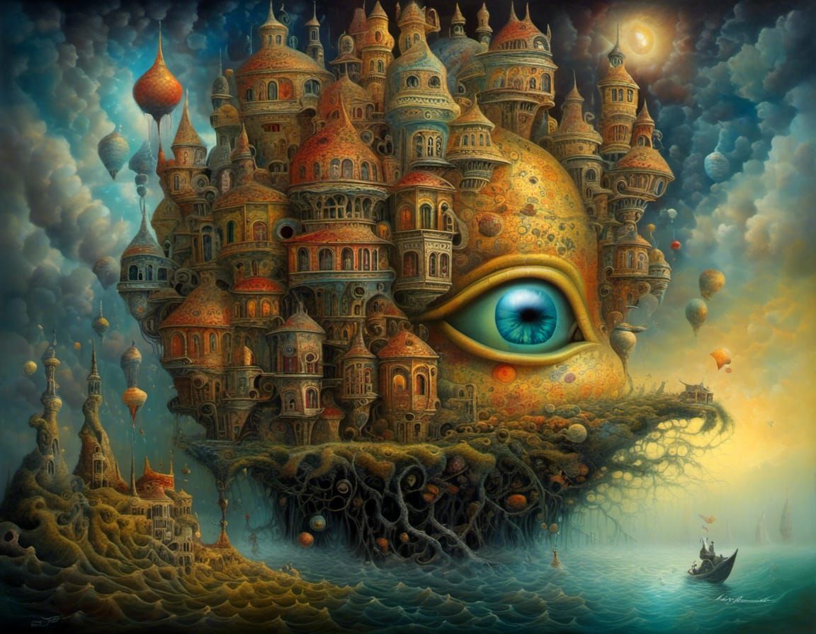 Freewill Secret: Surreal Art Deco Matte Oil Painting