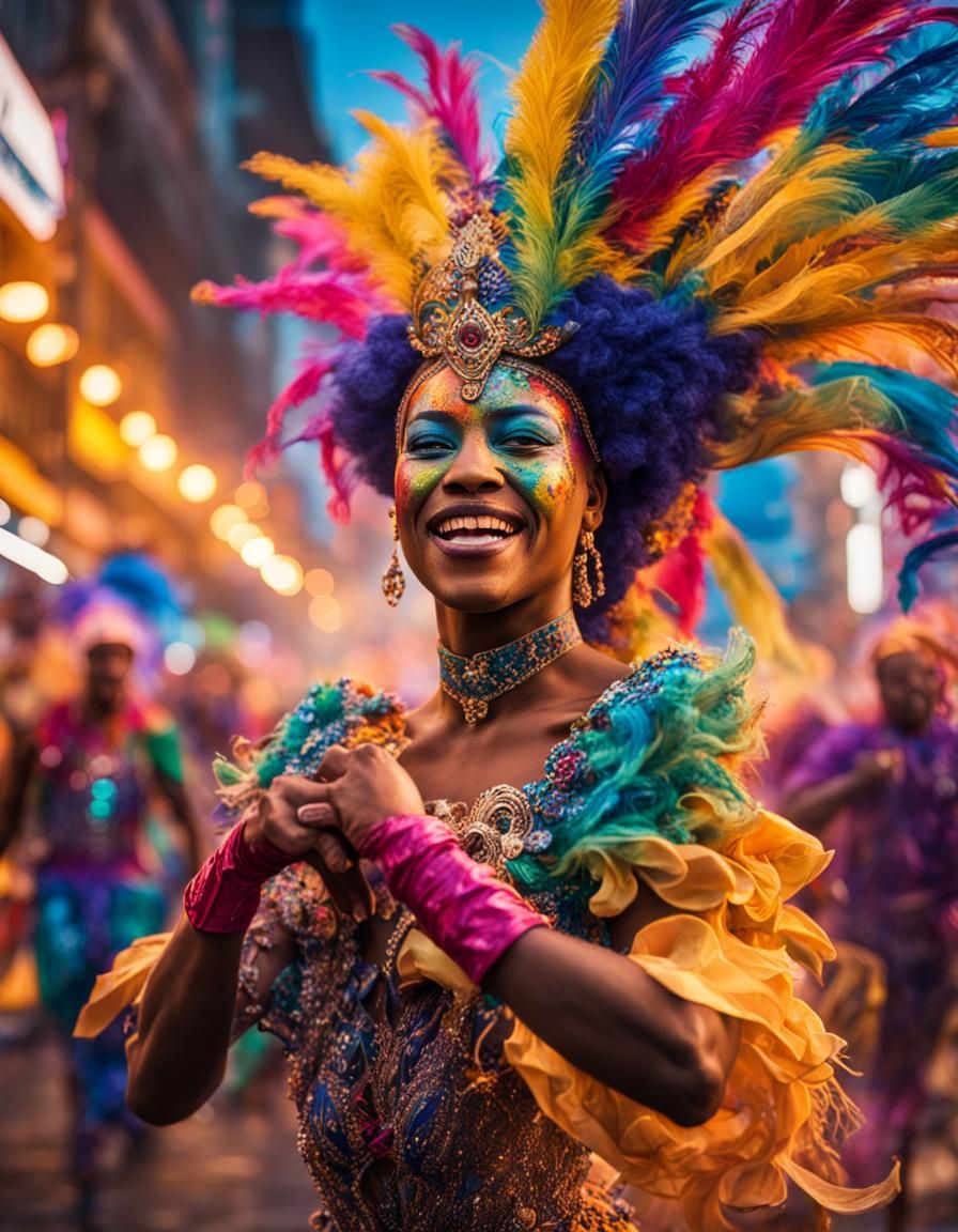 Brazilian Mardi Gras Carnival Dancers in Splash Art