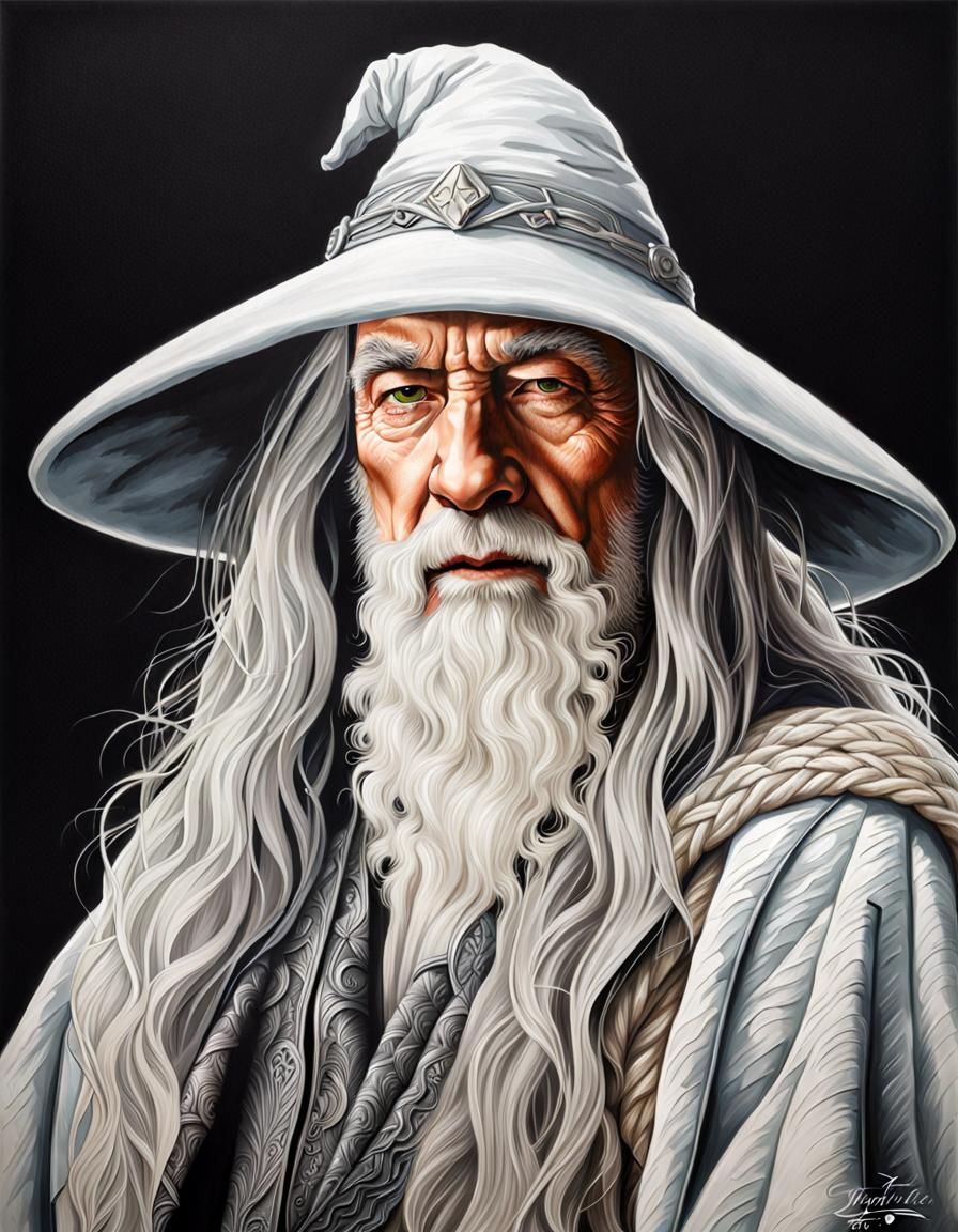 Gandalf the White Portrait in Hyperrealism