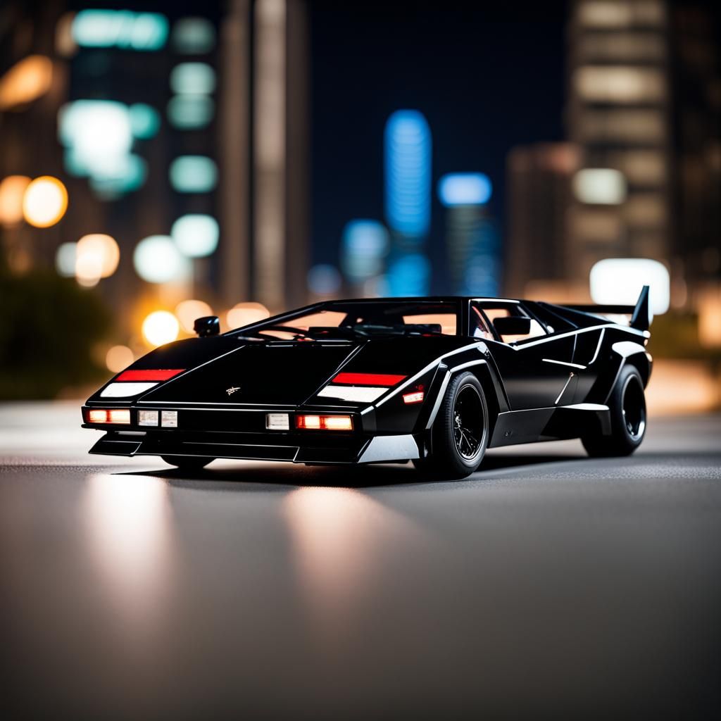 KITT Inspired Lamborghini Countach in Cityscape