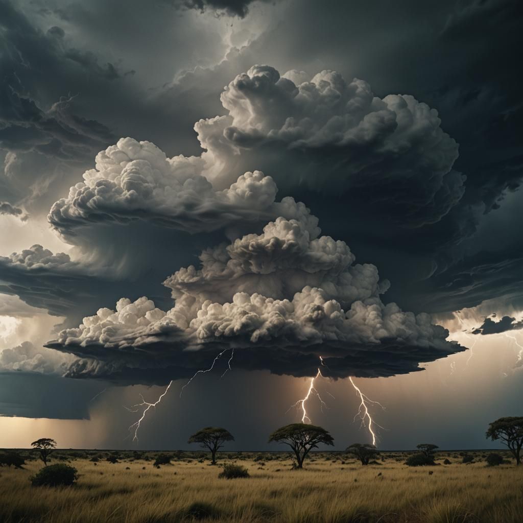 Dramatic Thunderstorm Over African Savannah: Cinematic Still
