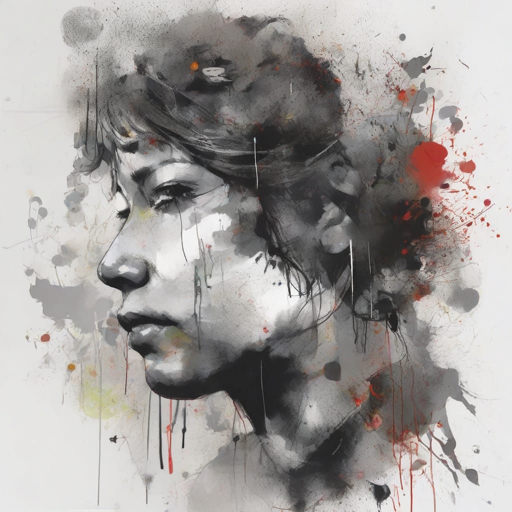 Ink Splatter Portrait in Gritty Style
