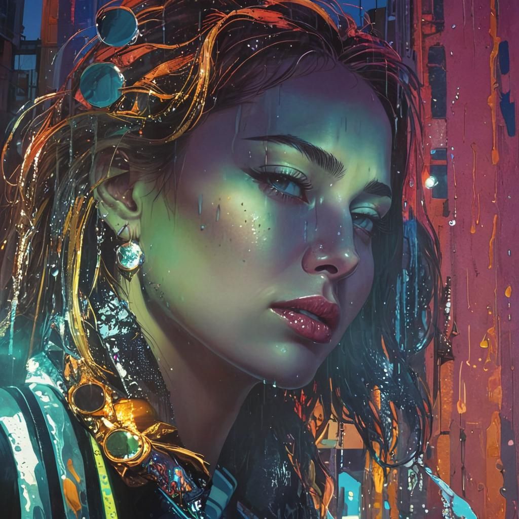 Pop Art: Crying Woman at Sunrise