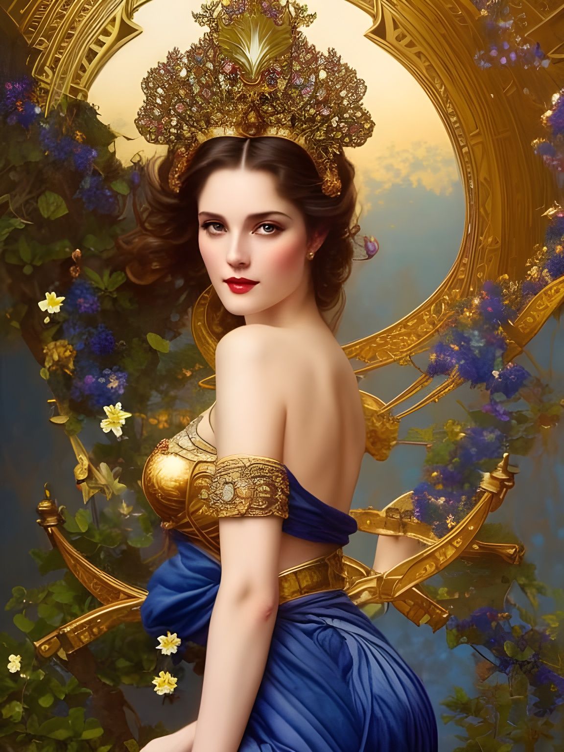 Gorgeous Blonde Princess in Art Nouveau Style