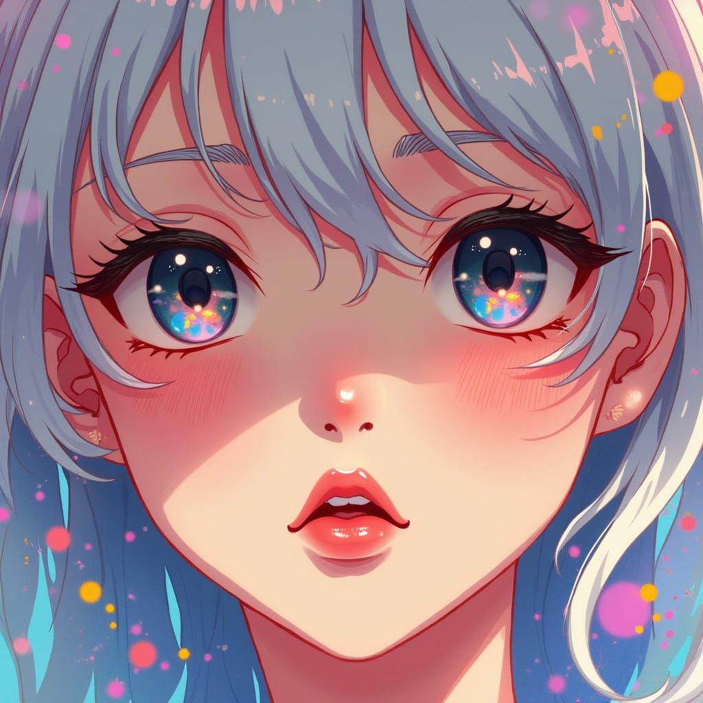 Anime Goddess with Serene Soft Features and Vibrant Glow