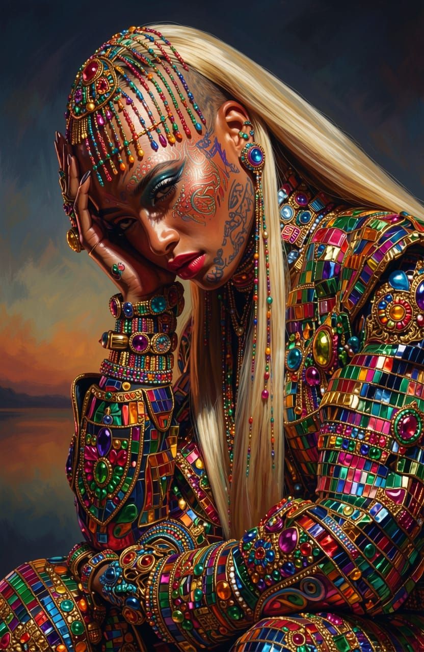 Fashion Icon in Maximalist Style Digital Matte Painting