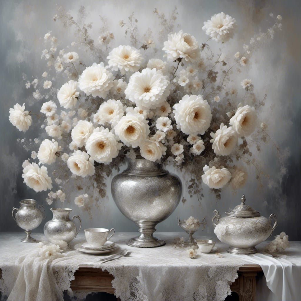 Dreamy White Flower Bouquet in Baroque Style