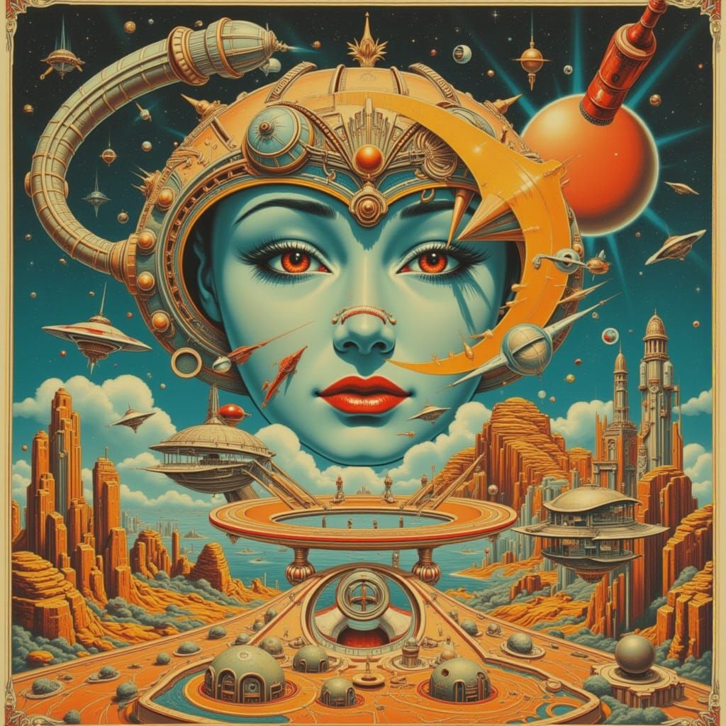 Retro Sci-Fi Movie Poster in Mid-Century Style