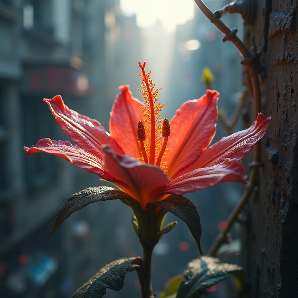 Majestic Flower Blooms in Urban Oasis