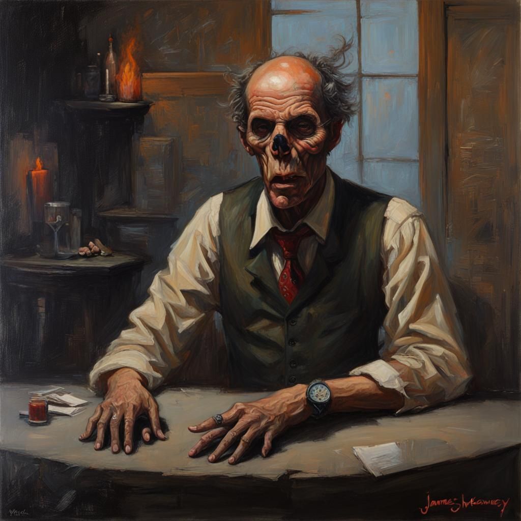 Sinister Figure in Oil Painting Style