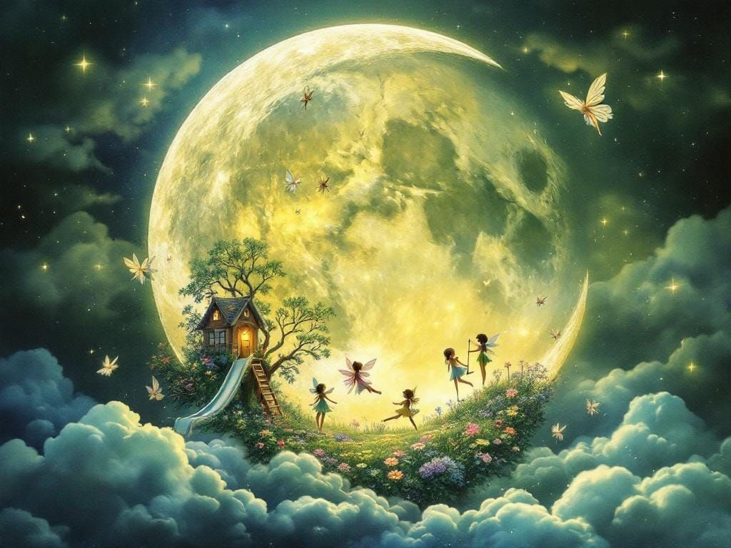 Fairy Playground Inside a Crescent Moon