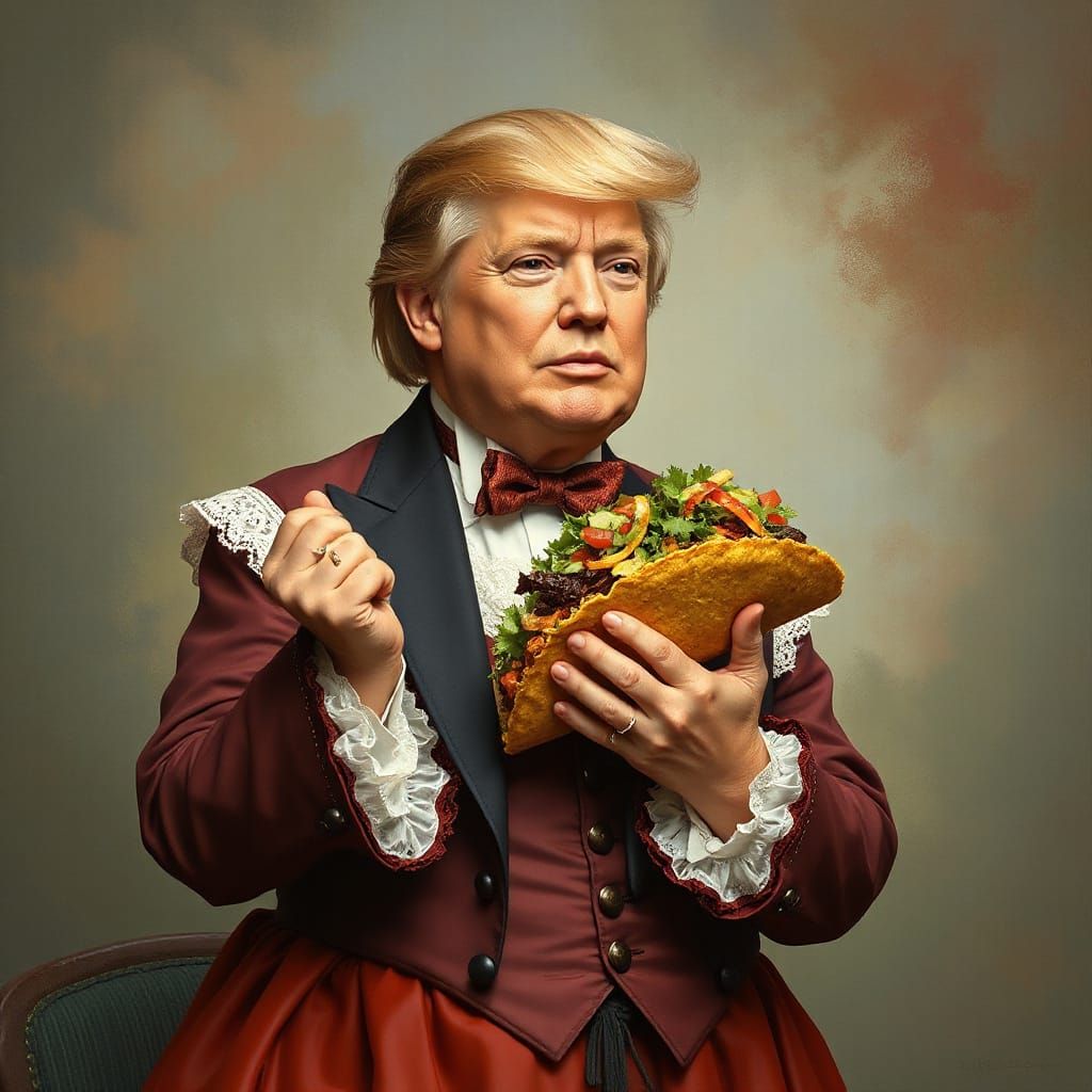 Trump as Southern Belle Holding Taco