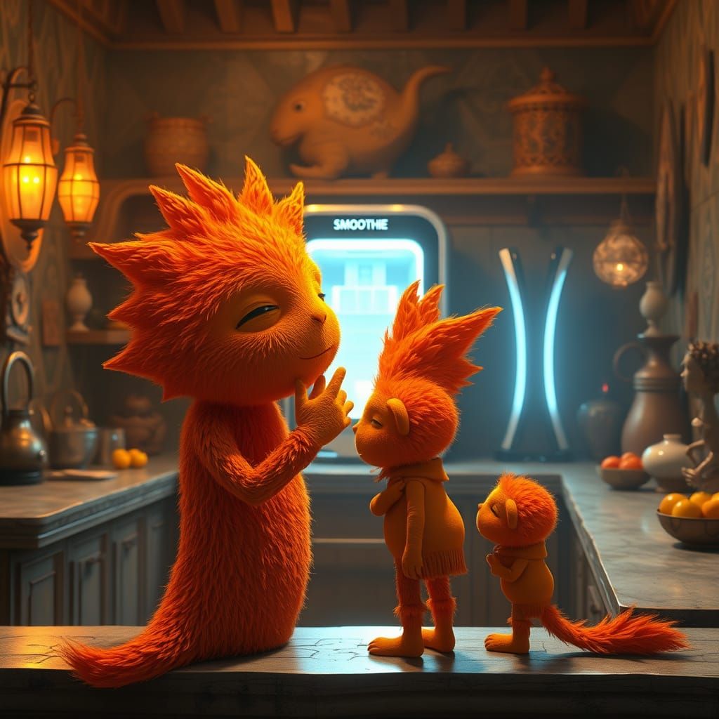 Warm Embrace in a Dreamlike Kitchen