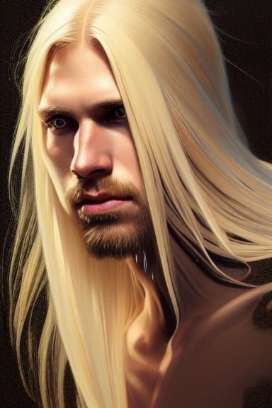 Detailed Portrait of Man with Dripping Paint Effect