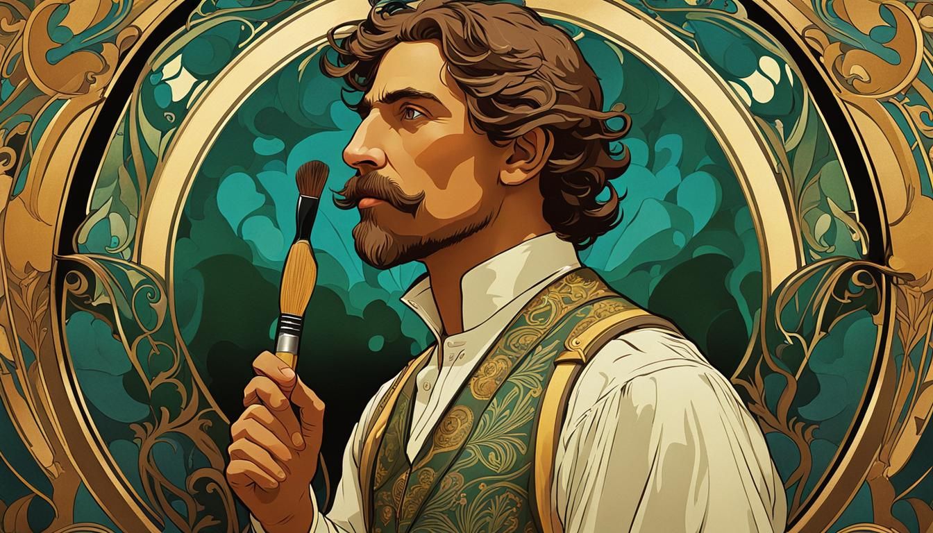 Art Nouveau Self-Portrait Poster in Mucha Style