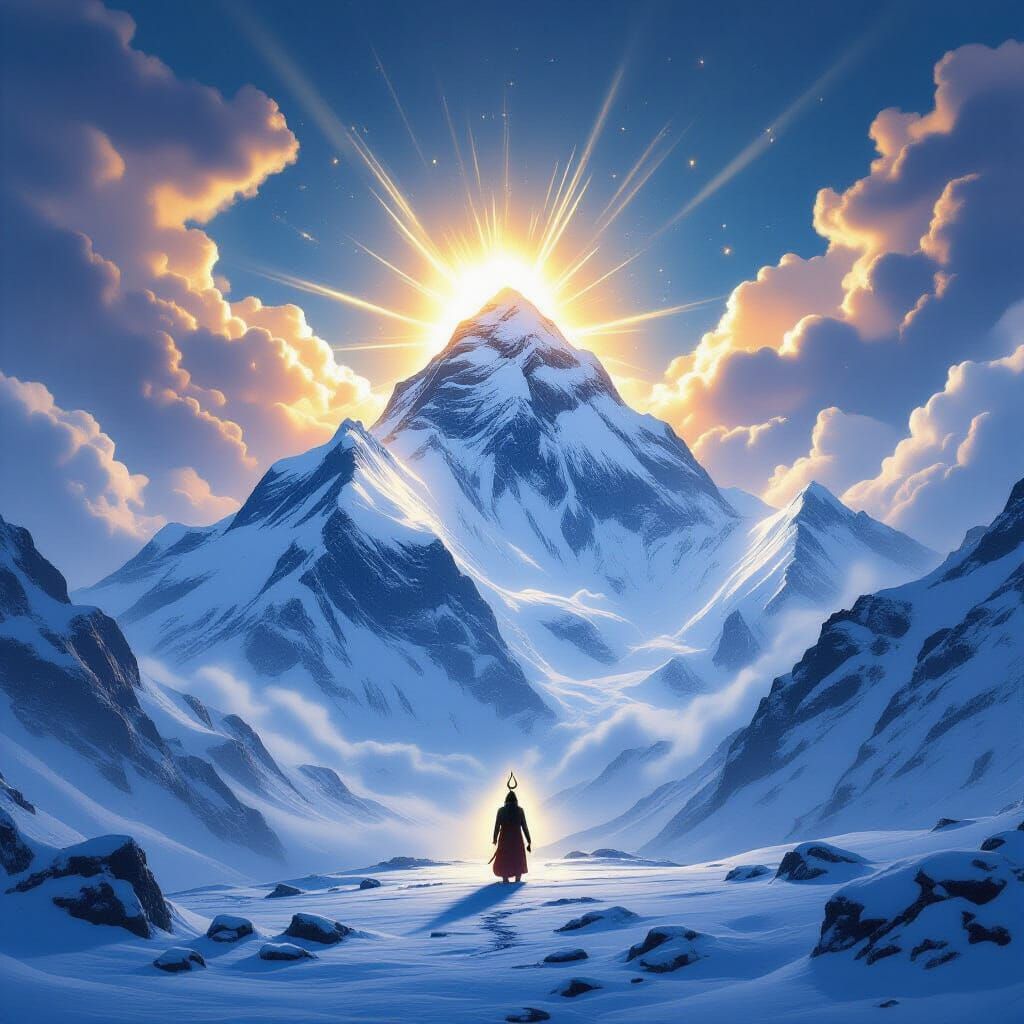 Mount Kailash with Divine Aura in Cinematic Style