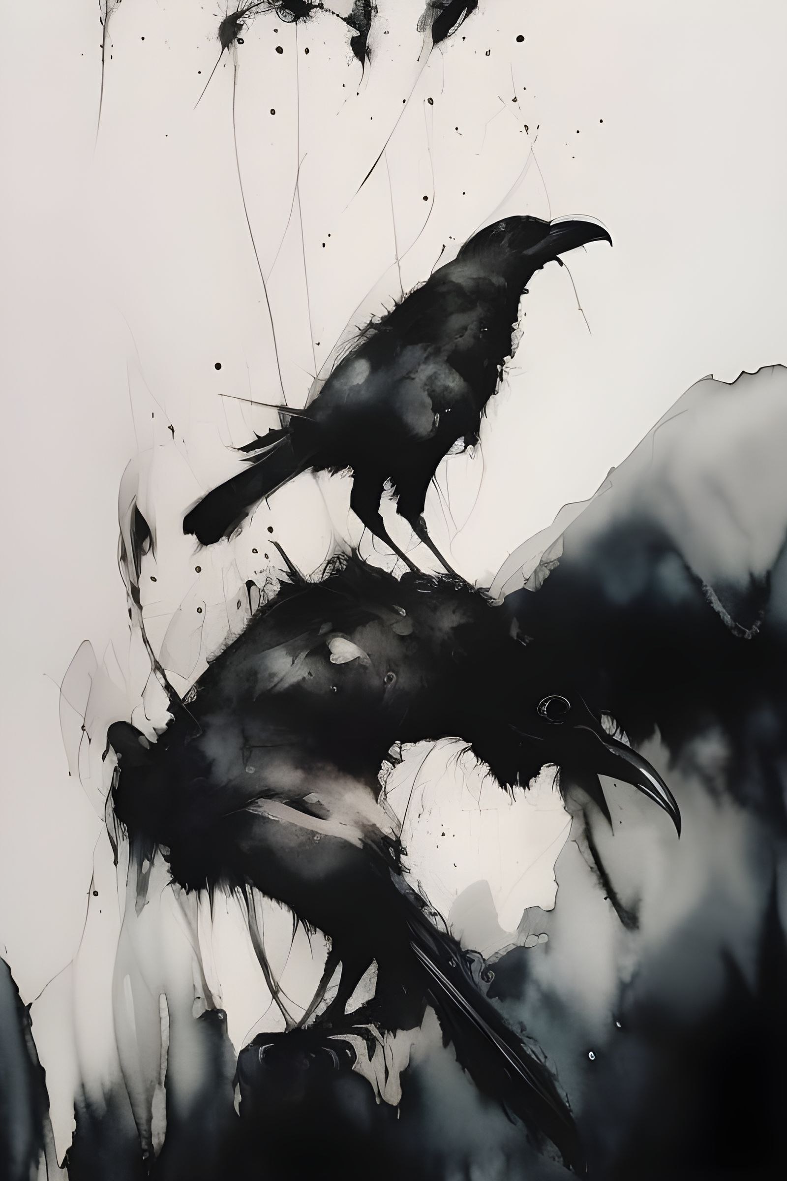 Detailed Ink Portrait of a Crow
