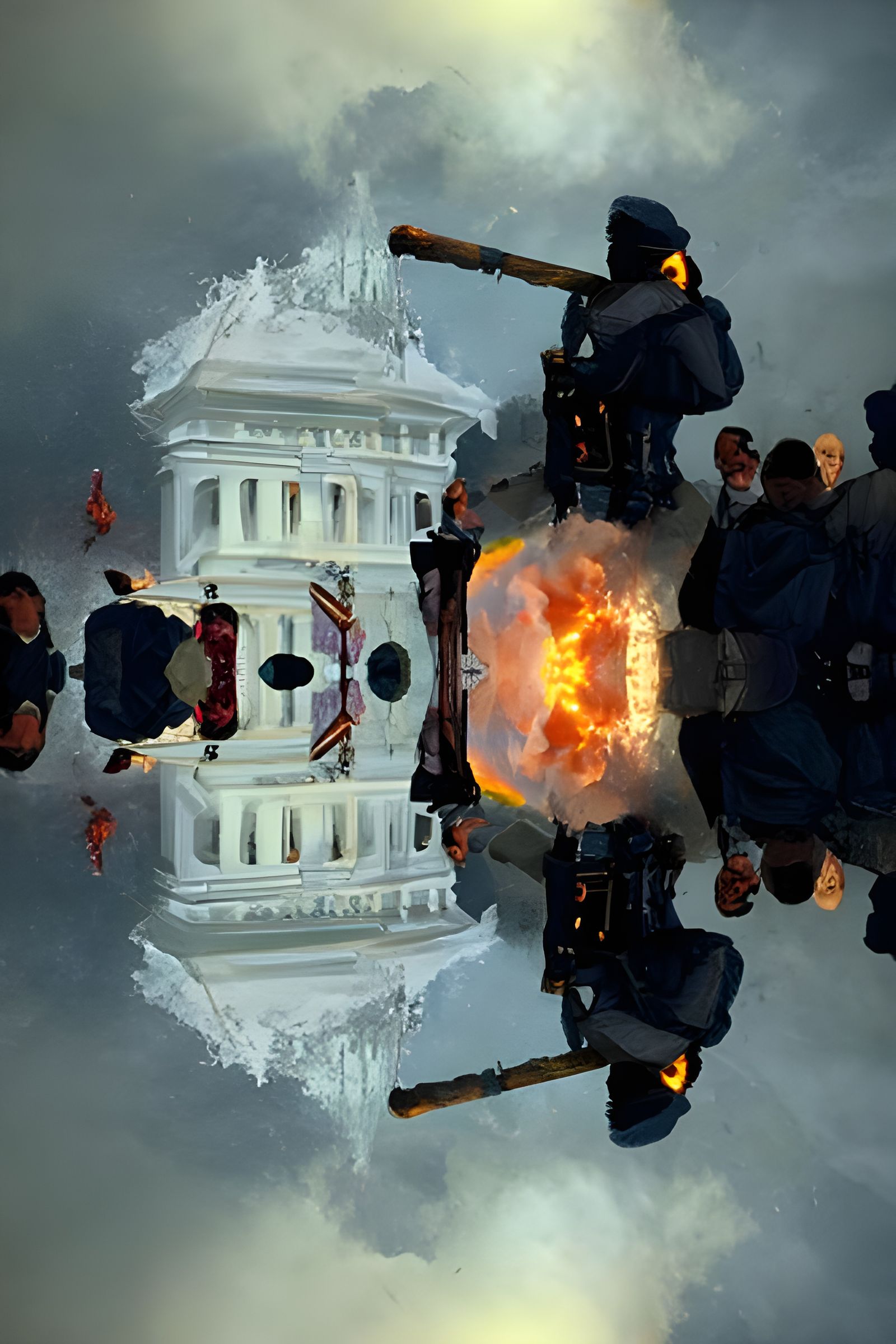 Burning Constitution: January 6th Insurrection in Neon