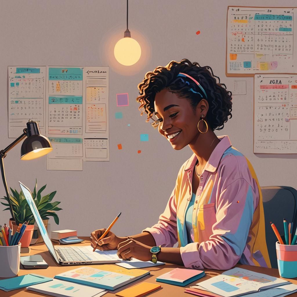 a person building a habit tracker, checking off each day the...