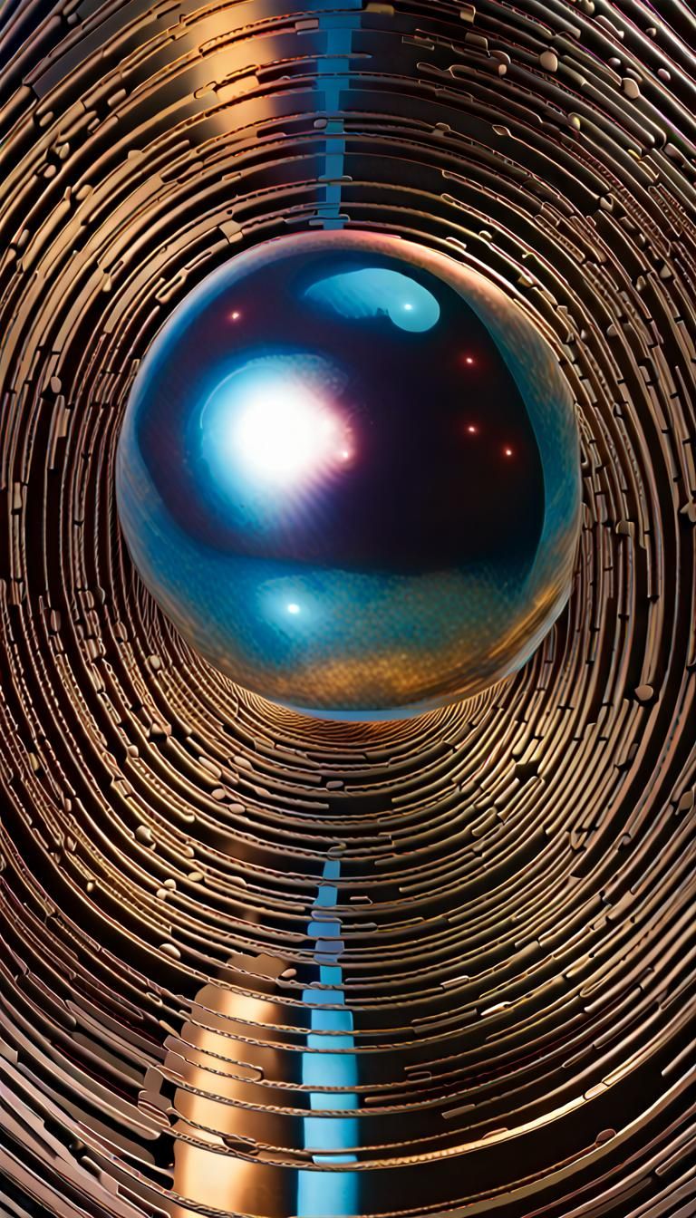 Magnetar's Magnetic Field in Polished Titanium: 3D Render