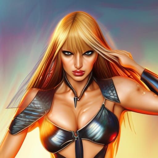 Magik from X-Men in Bikini: Hyperrealistic Splash Art