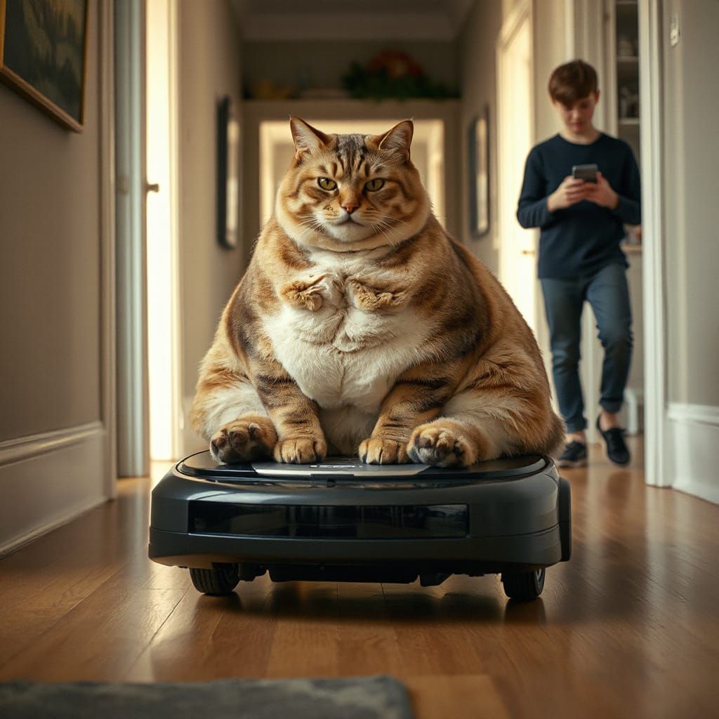 Regal Feline Commander of the Futuristic Vacuum