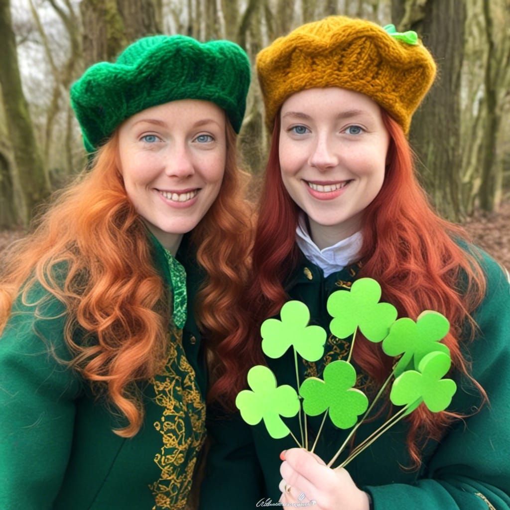 St. Patrick's Day: Cute Red-Haired Girls Celebrate