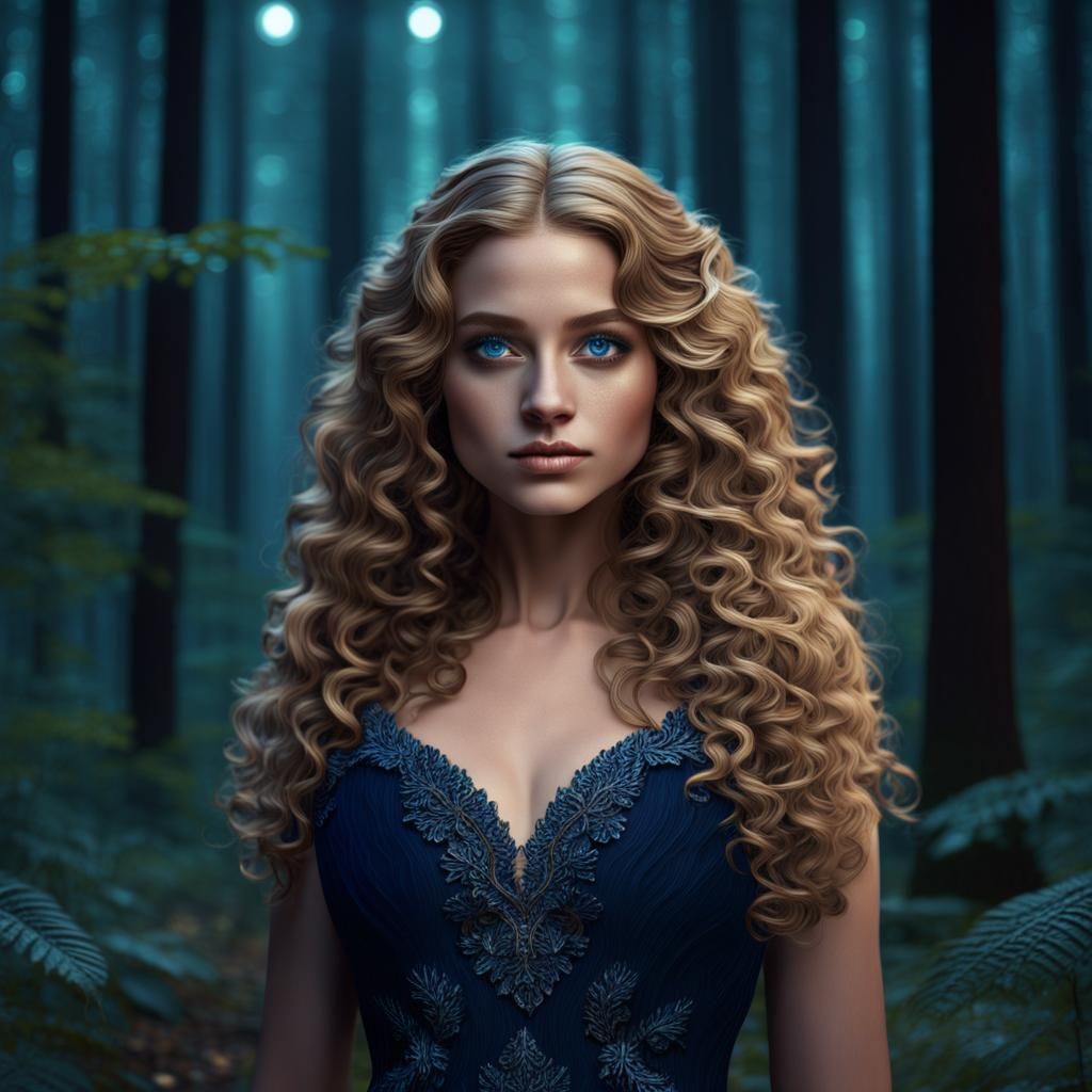 Beautiful Girl in Forest: Detailed Matte Painting