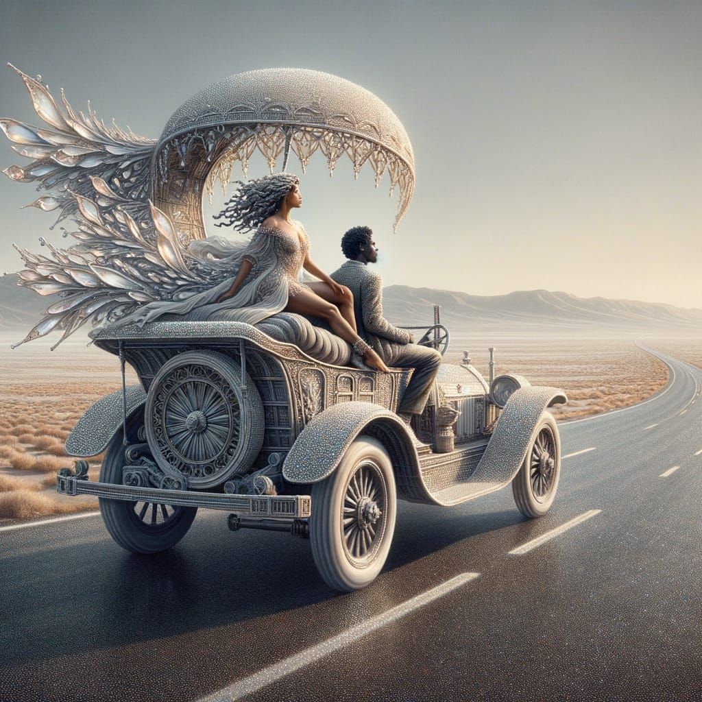 Crystal Car Journey Through Endless Desert