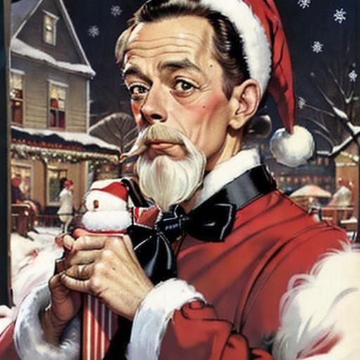 Christmas in Small Town Square, Norman Rockwell Style