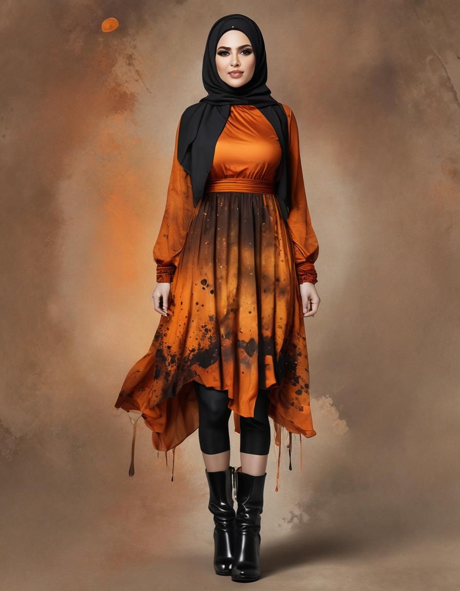 Edgy Alcohol Ink Portrait of Curvy Woman in Pop Art Style