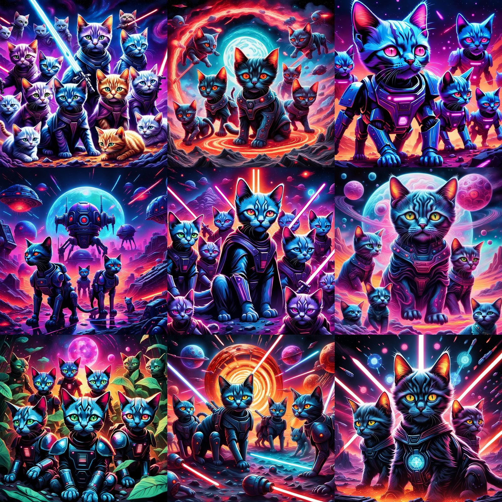 Sith Kittens Slaughter Droids: Astral Cosmic Illustration