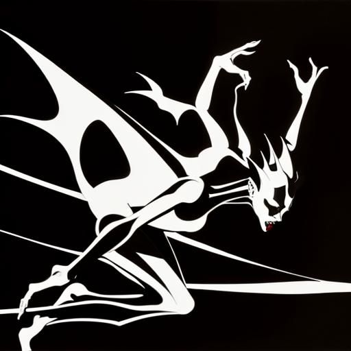 Abstract Line Art of Dancing Shadow Vampire