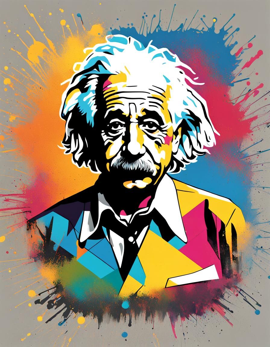 Einstein Portrait as DJ in Colorful Street Art