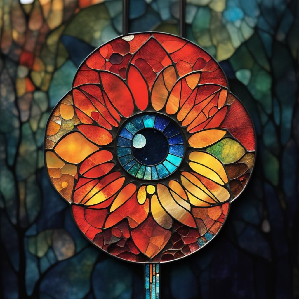 Detailed Stained Glass Art in Watercolor Style
