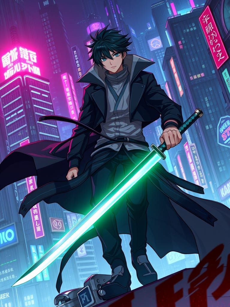 Cyberpunk Rogue Kaito Renji in Neo-Tokara