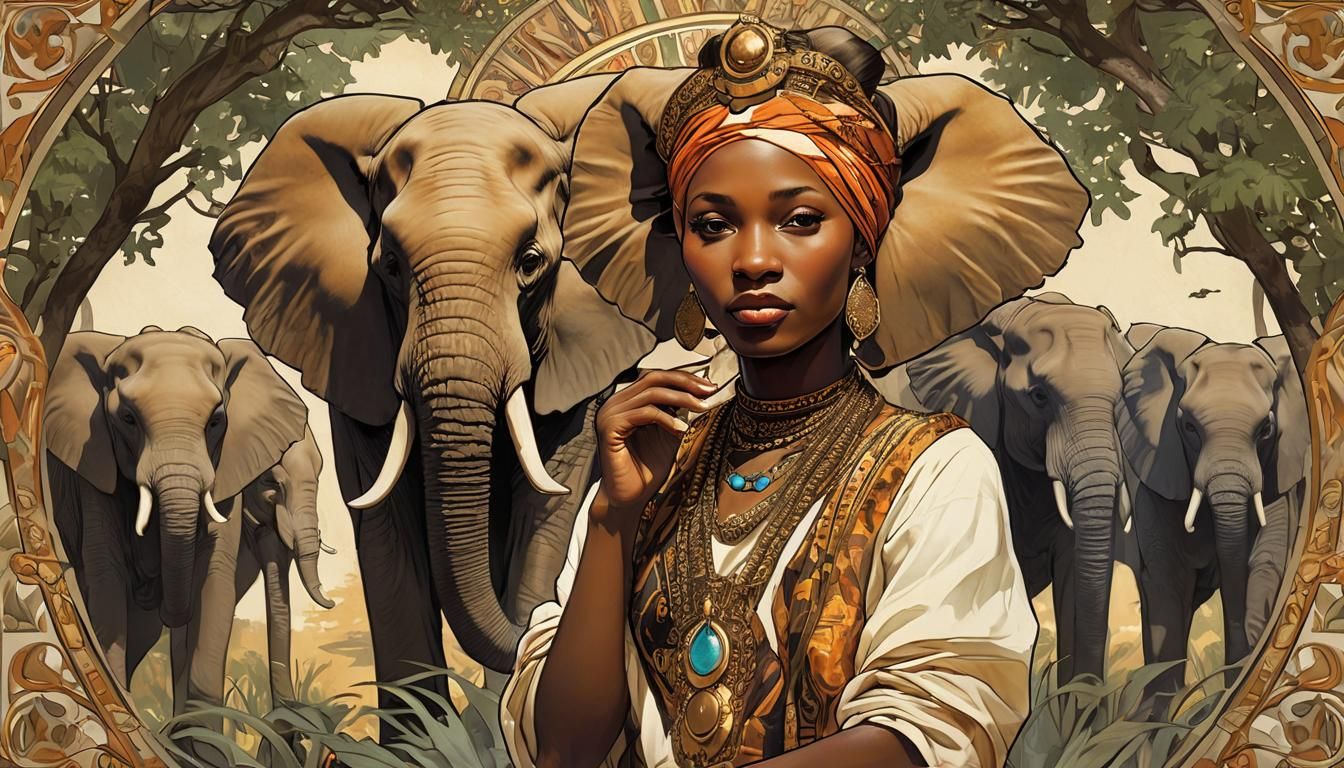 African Queen Art Nouveau Poster